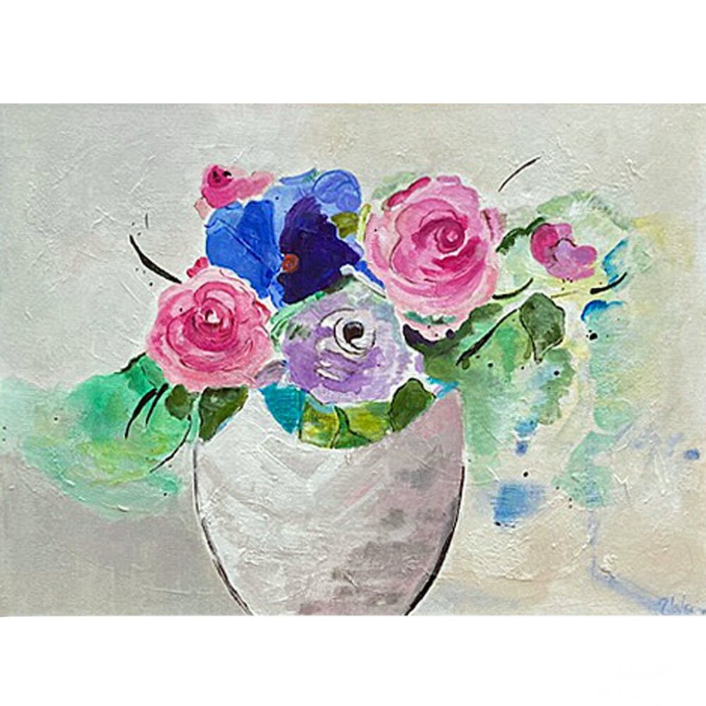 Original  Vase and Flowers Painting Wall Art Decor on Canvas